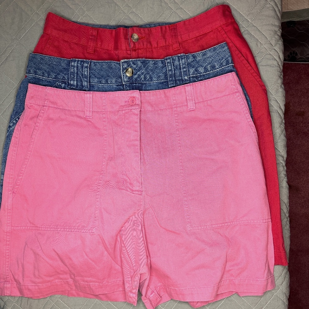 3 Pairs of Shorts~ 1 Pink, 1 Red, 1 Jean ALL Size 12